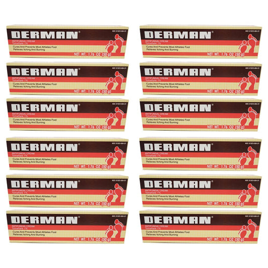 Derman Antifungal Cream 12-pack front view for convenient home use.