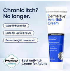 Applying Dermeleve anti-itch cream to skin shows fast absorption.