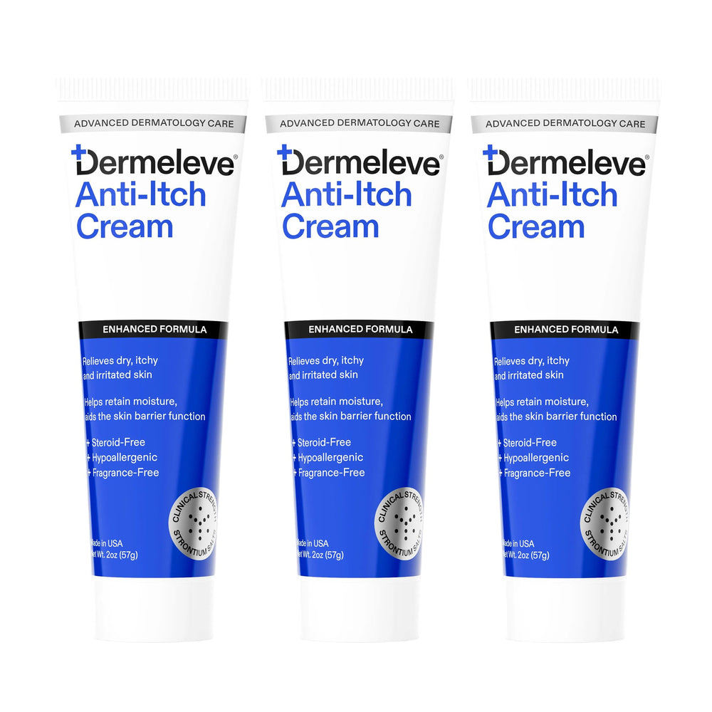 Dermeleve packaging displays steroid-free anti-itch cream