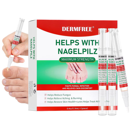 DERMFREE Toe Nail Fungus Renewal Pen package, three-pack, supports healthier-looking nails.