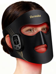 Dermita red light mask with 360° LEDs for even skin rejuvenation.
