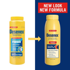 Desenex 3 oz bottle complements travel-friendly shelf storage.