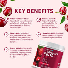 Designer Reds energy boost serve with scoop ready to mix