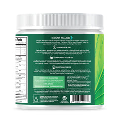 Designer Wellness Greens packaging shot conveys freshness and eco-friendly design.