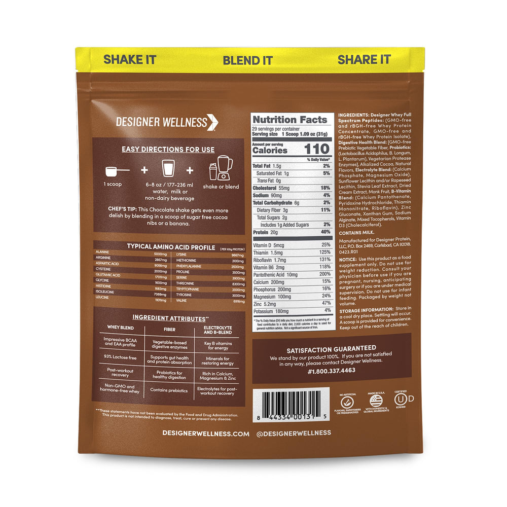 Designer Wellness Designer Whey scoop close-up showing powder texture