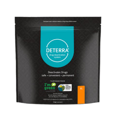 Pills and liquids placed inside DETERA pouch for deactivation.