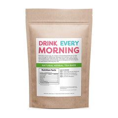 Detox Skinny Herb Tea packaging emphasizes eco-friendly, simple design