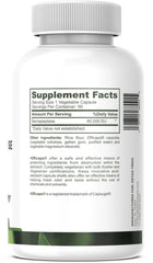 Detox Trees Serrapeptase bottle back shows vegan, non-GMO formula