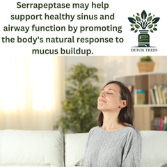 Detox Trees Serrapeptase packaging highlights clean ingredients and third-party testing