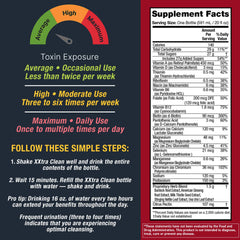 Detoxify Xxtra Clean nutrition panel shows serving details and ingredients.