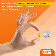 DEVA flaxseed oil label highlights omega-3 content for daily use.