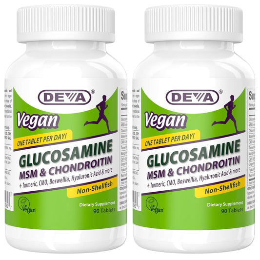 DEVA vegan glucosamine MSM chondroitin bottle with turmeric for joint support
