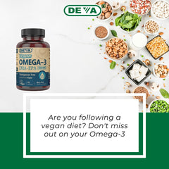 DEVA Vegan Omega-3 algae oil origin note highlights sustainable sourcing