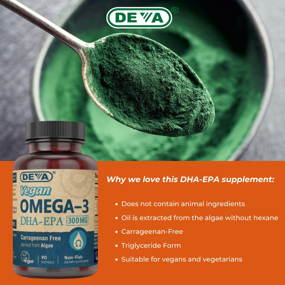 DEVA Vegan Omega-3 gluten-free and dairy-free capsules for vegans