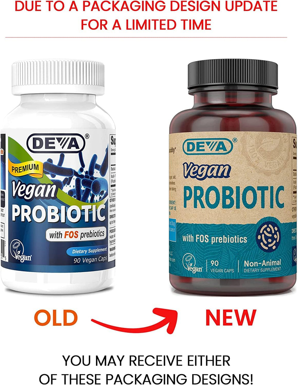 DEVA Vegan Probiotic label nutrition shows 2B CFU per serving for daily balance.