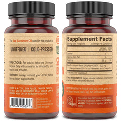 Close-up of DEVA capsules highlighting cold-pressed sea buckthorn oil