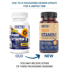 DEVA vegan sunflower-derived Vitamin E capsules for plant-based daily use