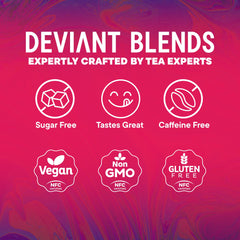 Deviant Blends Hibiscus tea aroma and bright infusion in glass