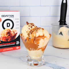 Devotion Nutrition Salted Caramel Cone with enzymes and MCT for digestion.