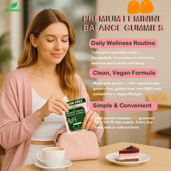 DEWANG packaging highlights vegan, gluten-free formula for confidence.