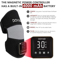 DGYAO D MAX knee wrap in pulsing mode helps reach deeper tissue with rhythmic activation.