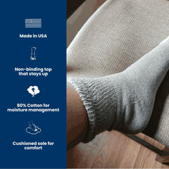 Diabetic Sock Club close-up of fabric shows moisture-wicking texture ideal for all-day dryness.