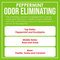 Dianne's Peppermint candle aroma-diffusion illustrates odor-eliminating action in small spaces.