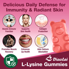 DIAOLAI L-Lysine gummies ingredients close-up highlighting vegan formula