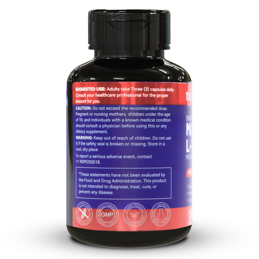 DIATMOON Magnesium L-Threonine label closeup showing gluten-free formulation