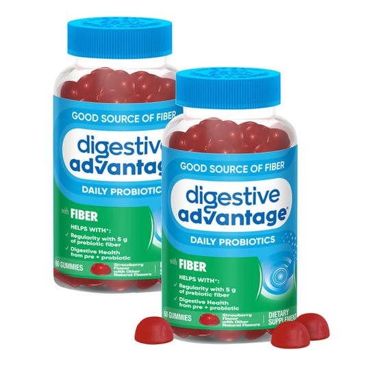 Digestive Advantage bottle and label: strawberry gummies for daily gut health.