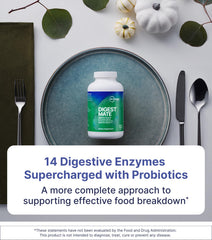 DigestMate spore probiotics graphic illustrating gut balance