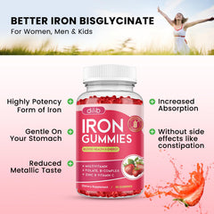 Dilib iron gummies close-up showing chewy strawberry texture and flavor.