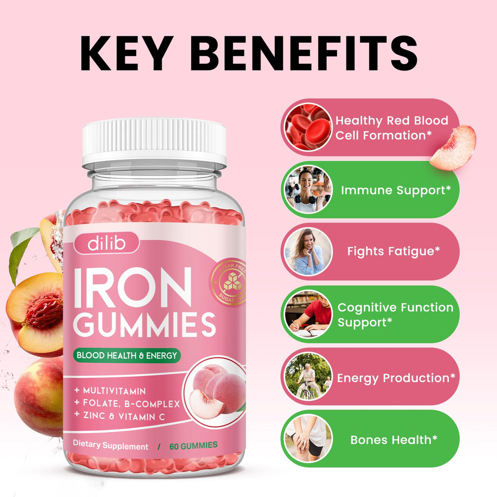 Dilib nutrition label shows iron, zinc, and B vitamin blend.