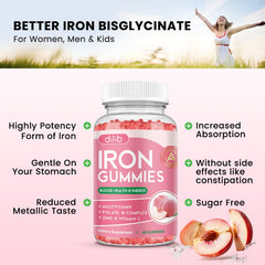 Pouring Dilib Peach Iron Gummies for quick consumption and steady energy.