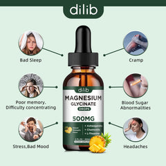 Dilib magnesium glycinate drops under tongue absorption for faster entry.