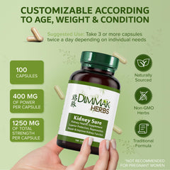 Pour shot of Kidney Sure bottle illustrating easy daily intake