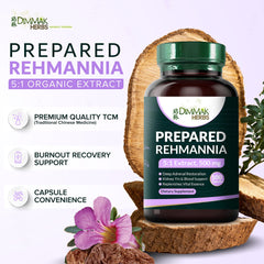 Dimmak Herbs prepared Rehmannia bottle front showing vegan formula
