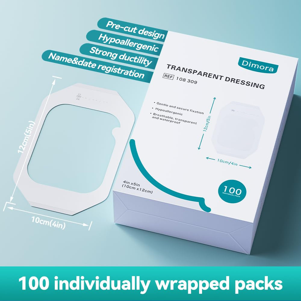 Dimora clear bandage tape adheres gently to skin for comfortable coverage.