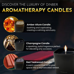 DinBer Red Teakwood candle emits warm, earthy notes for cozy evenings.