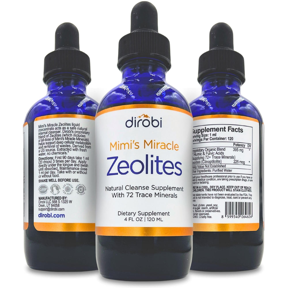 Dirobi Mimi's Miracle Zeolites bottle with premium detox formula for daily wellness