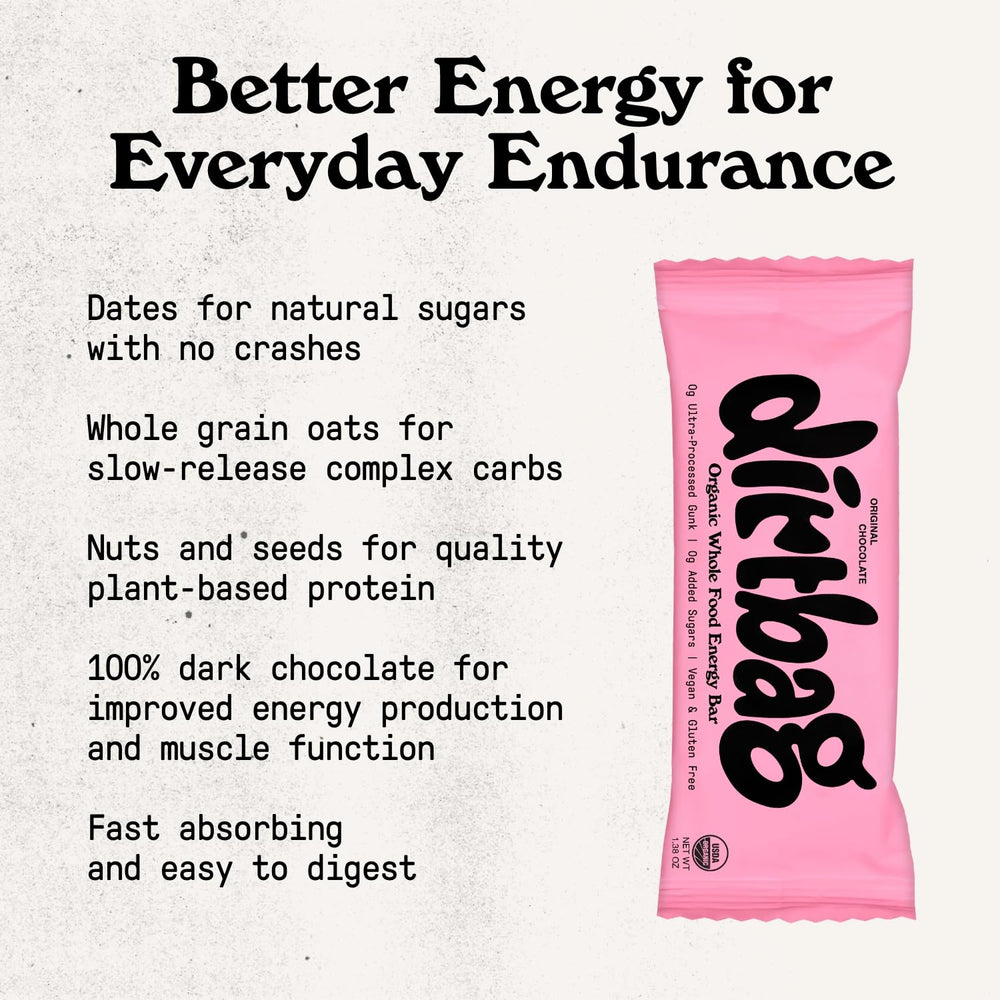 Dirtbag Bar 100% Dark Chocolate finish signals rich, clean flavor.