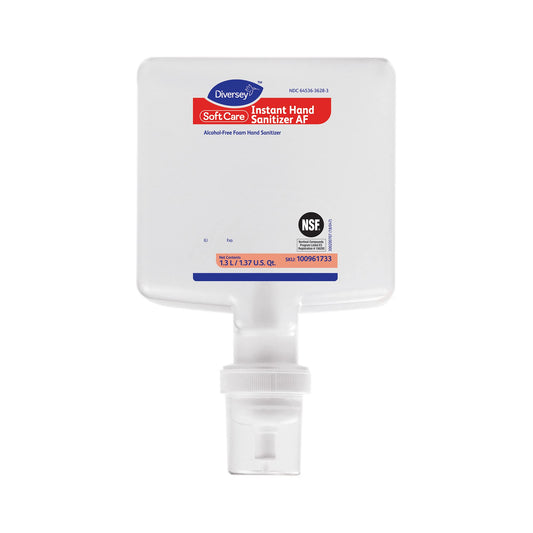 Diversey Soft Care foam sanitizer bottle, alcohol-free, skin-friendly formula.