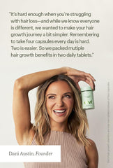 Divi Hair Growth Vitamins package overview on a counter suggests a simple daily routine