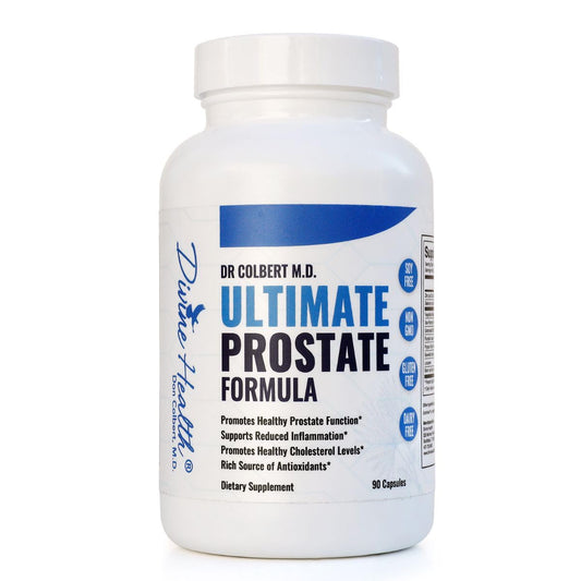 Divine Health Dr. Colbert Prostate Formula bottle with veggie capsules for daily support.