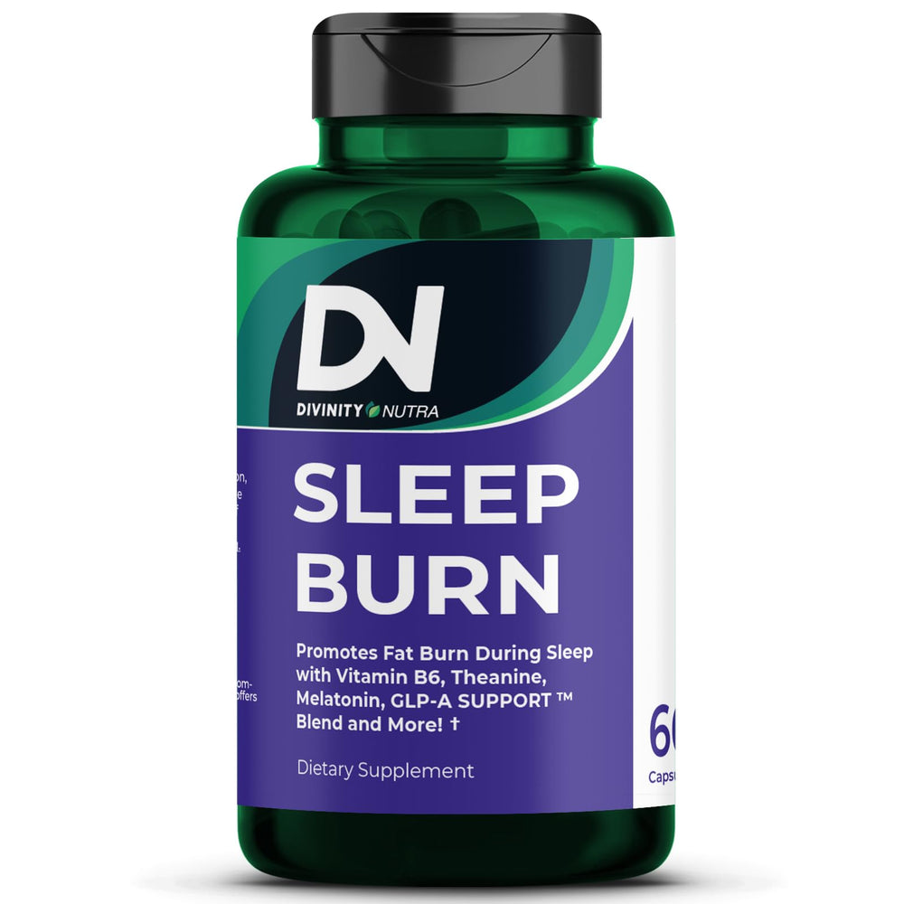 Divinity Nutra Sleep Burn bottle with capsules for overnight fat burning and rest