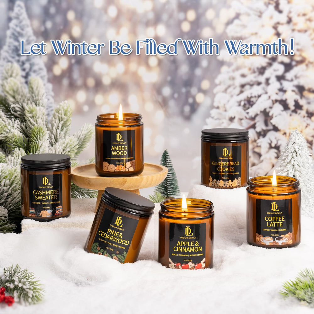 DL DREAMY DEWLA amber-wood candle offers deep, relaxing fragrance for evenings.
