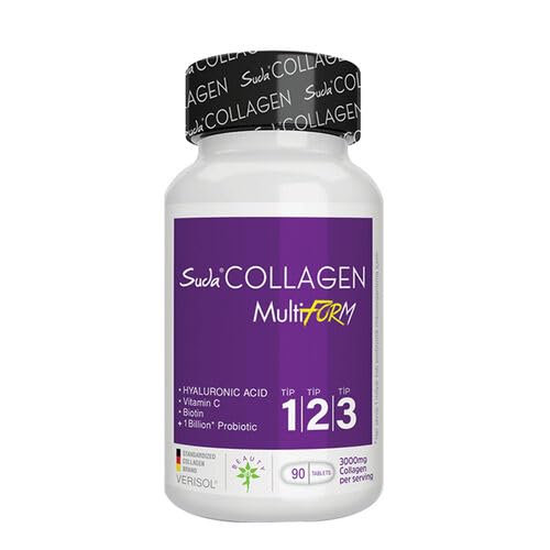 Dlk Suda Collagen Multiform bottle with flavorless tablets for daily wellness support.