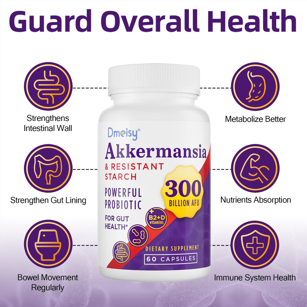 Dmeisy Akkermansia packaging on shelf communicates trusted daily probiotic routine