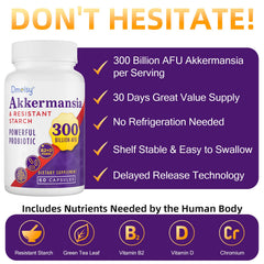 Dmeisy Akkermansia product box on kitchen shelf.