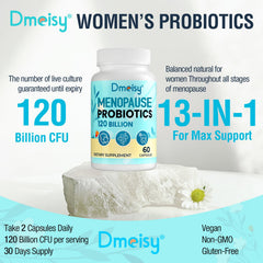Dmeisy botanicals backdrop with black cohosh and ashwagandha for menopause support.